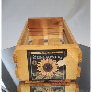 Vintage Sunflower Wooden Crate Storage Holder for Cassette Tapes 10''